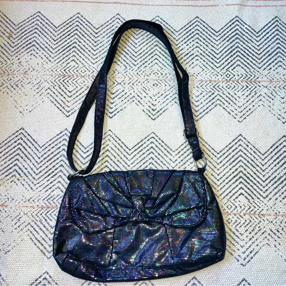 Glitter Rainbow Holographic Velvet Purse Bag